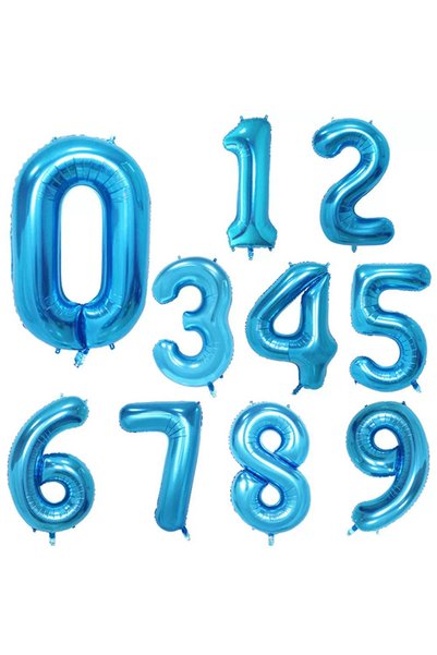 Generic 40 Inch Blue Digit Helium Foil Birthday Party Balloons Number 0-9