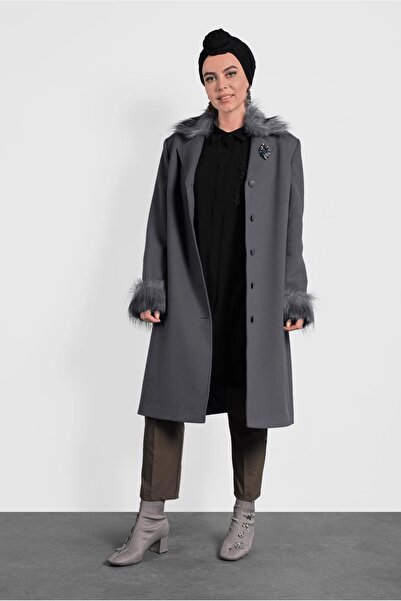 Alvina KÜRK DETAYLI KABAN 90072