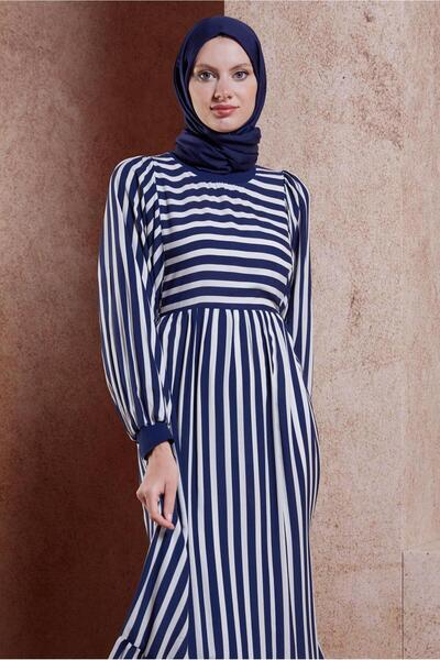 Alvina فستان مخطط بأكمام بالون - 44546