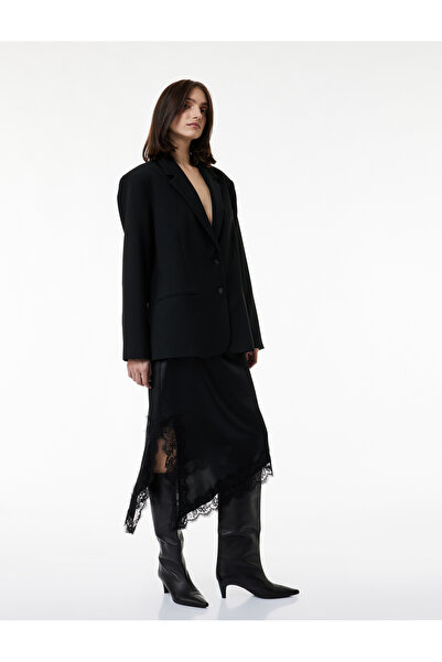 Koton Fusta midi din satin asimetrică croială cu detaliu din dantelă