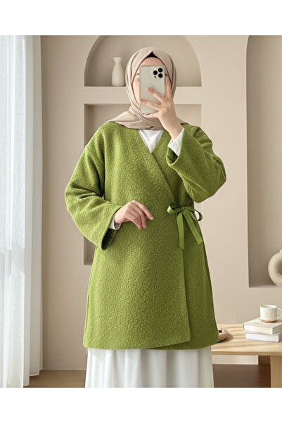 Modamorfo Side Tie Boucle Kimono - Oil Green