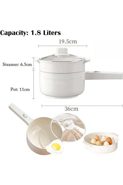 COOYA 1.8L Electric Hot Pot with Steamer & Temperature Control-Non-Stick Electric Cooker Shabu Shabu,Elect