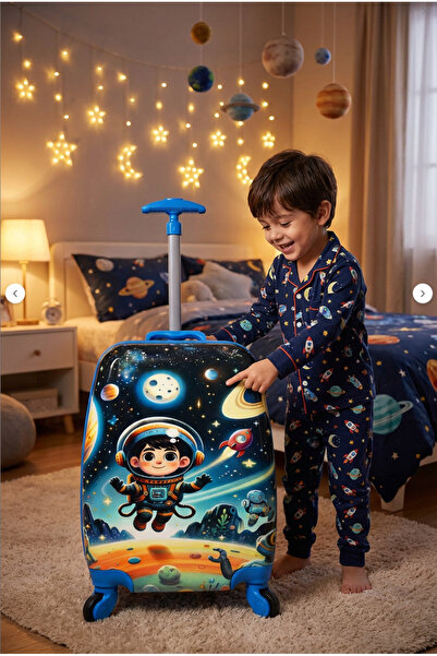 Wexta Valiz Çocuk Valiz Wx-420 Astronot Baskılı Çocuk Valiz