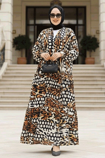 Neva Style Leopard Print Hijab Dress 23041Lp