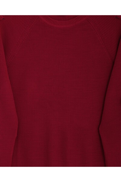 Modamorfo Πλεκτό πλεκτό πλεκτό ρούχο με πλεκτά μαλλιά στους ώμους - Κόκκινο