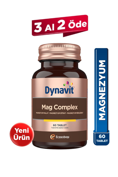 Dynavit Mag Complex 200mg Magnezyum Kompleks 3lü Form (Malat-Sitrat-Bisglisinat) 60 Tab - Magnesium Complex