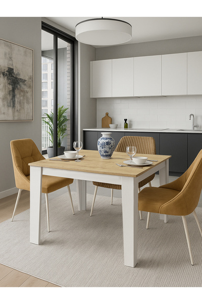 dorpek Darlen Yemek Masası 110 cm 2-4 Kişilik Yemek Masası Beyaz - Safir