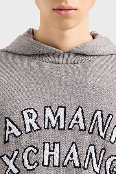 Armani Exchange Ανδρικό πουλόβερ με κουκούλα - Μίγμα βαμβακιού και μαλλί, κανονική εφαρμογή ΠΟΥΛΟΒΕΡ 6DZM2Y ZM4NZ 17AC