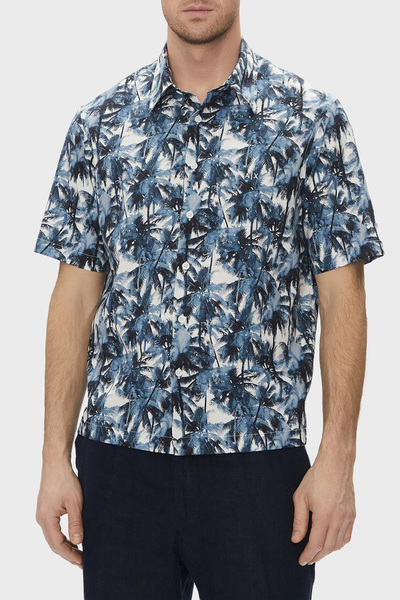 Armani Exchange Візерункова сорочка з 100% бавовни, прямий крій, короткі рукави, чоловіча сорочка XM001240 AF14869 F004