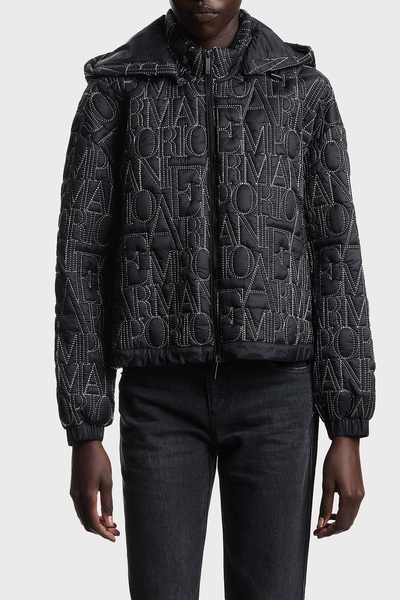 Emporio Armani Logo Embroidered Regular Fit Removable Hooded Coat Coat Ew001389 Af12645 Uc