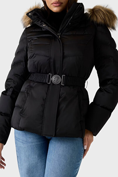 Guess Marina Regular Fit Detachable Hood Belted Coat W5Bl31W2802 Coat W5Bl31 W2802 Jt