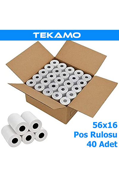 Tekamo 56x16mt Termal Yazarkasa Pos Rulosu 40 Adet Rulo Kağıt