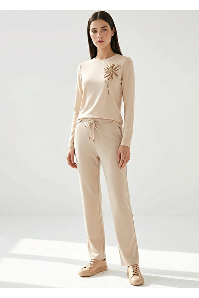 Exquise Lace-Up Regular Knitted Trousers