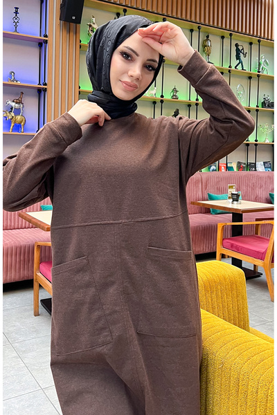 sefamerve Σετ αθλητικής φόρμας με δύο τσέπες 03067-04 Καφέ