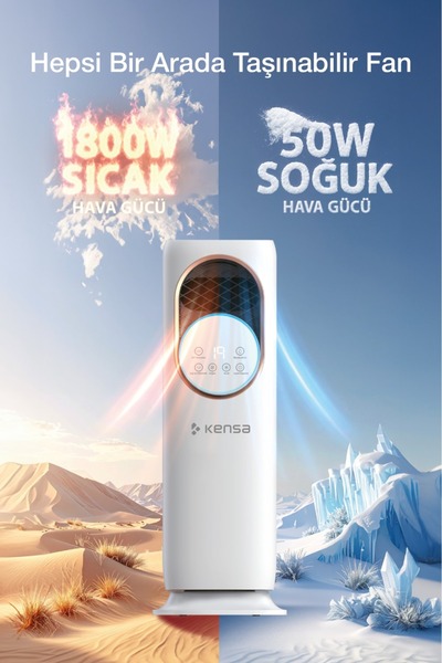 Kensa 4’ü 1 Arada Sıcak Soğuk Akıllı Klima Fanı – 2000W Isıtma, 60W Soğutma, UV Sterilizasyon, 4-5L