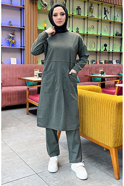 sefamerve Σετ αθλητικής φόρμας με δύο τσέπες 03067-05 Χακί