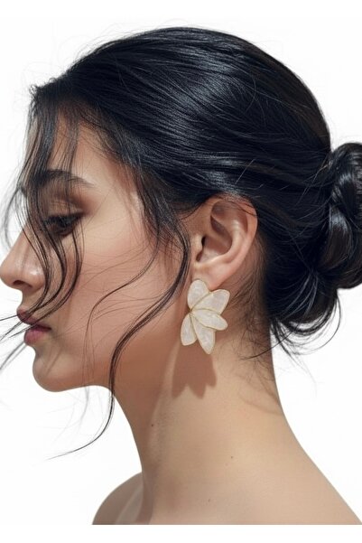 MODAMİRA AKSESUAR أقراط زارا موديل يابريك |   لون كريمي لؤلؤي