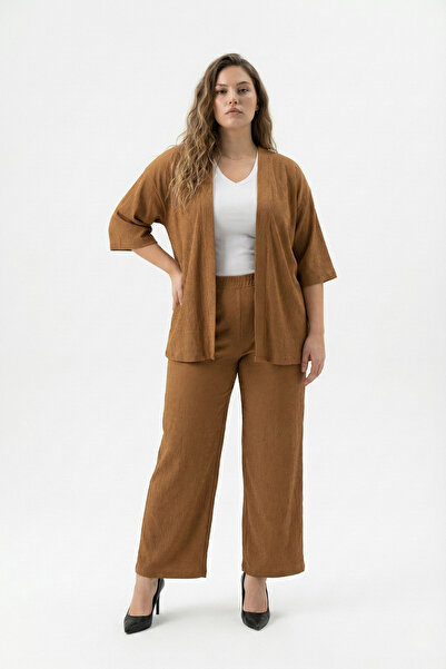 Elisho مجموعة كيمونو من القماش المجعد