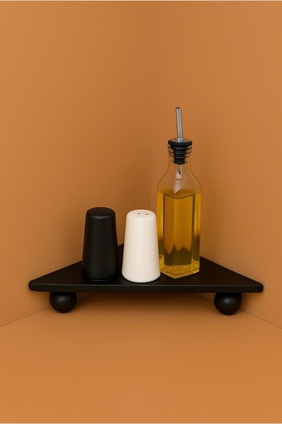 vakurahsap “ Siyah Üçgen köşe standı- Şık Dekoratif Masaüstü-Mutfak-ev dekora...