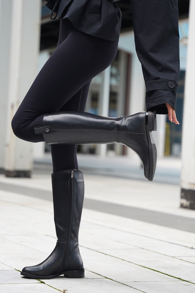 Marjin Γυναικείες καθημερινές μπότες πάνω από το γόνατο Lindo Black