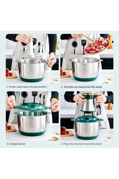 Home BCSHS 3 LÜ SET 8 Lt Kıyma ve Sebze Doğrayıcı 1 ADET Öğütücü 1 Adet El bl...