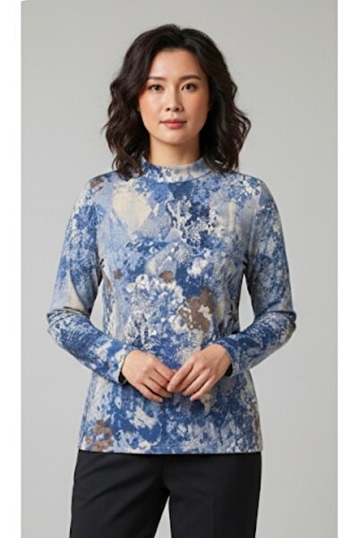 trendbysena Half Turtleneck Patterned Blouse