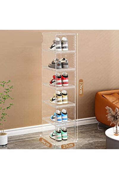 Generic Transparent storage box for shoes and bags - side-opening magnetic suction type simple plastic box