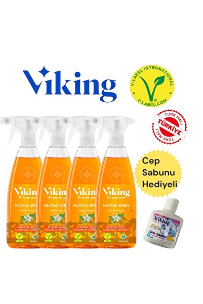 Viking Premium Turunç Bahçeleri Mutfak Spreyi 750 ml X 4 Adet + Cep Sabunu Hediyeli
