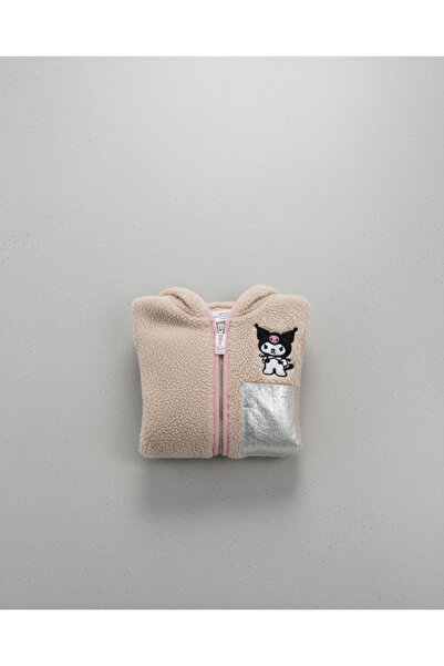 YusGos Zippered Hooded Plush Fleece Printed Girls' Coat Jacket Dark Brown 2-3 Years Old