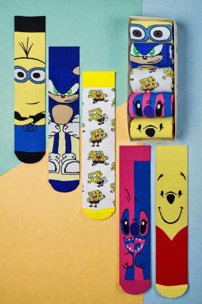 ZEYZEY MONKEY Set of 5 Character Patterned Socks in a Special Gift Box