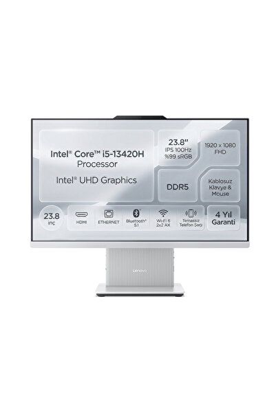 LENOVO IdeaCentre i5 13420H 8GB 512GB SSD Fdos 23.8 FHD AIO PC F0HN0053TR0 GRİ