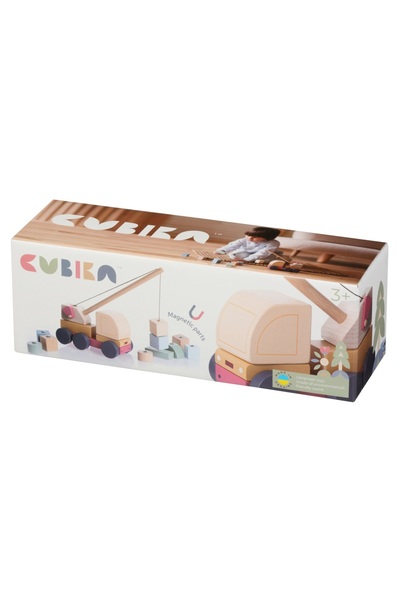 CUBIKA Jucarie din lemn, Cubika, Macara magnetica - Pastel