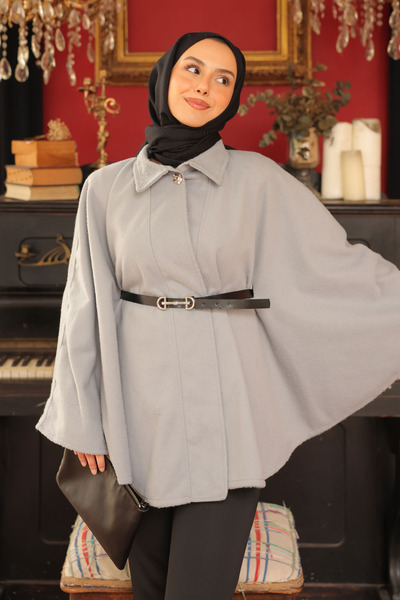 İmajButik Сірий поясний кашемірний плащ