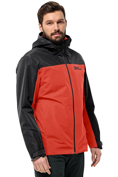 Jack Wolfskin معطف تاوبنجر 3 في 1 للرجال للأنشطة الخارجية 1115311-2193 أحمر