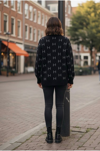 YusGos Women's Half Turtleneck Balloon Sleeve Oversized High Quality Winter Knitwear Sweater