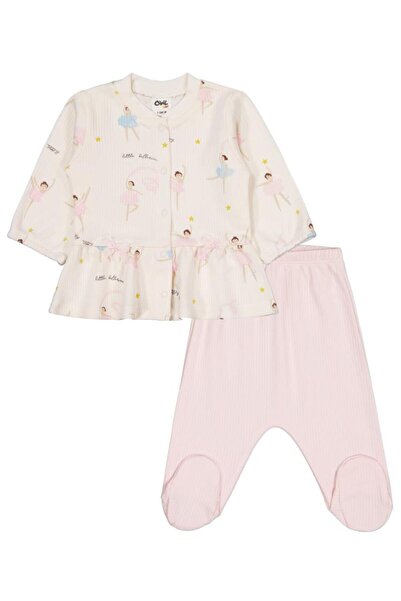 Civil Baby Set de pijamale cu imprimeu balerină pentru 1-9 luni - Ecru 9-12 luni