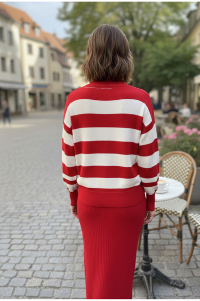 YusGos Women's Sweater Dress with Transverse Stripes Pattern