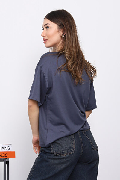 İmajButik Smoked V-Neck Short Sleeve T-Shirt