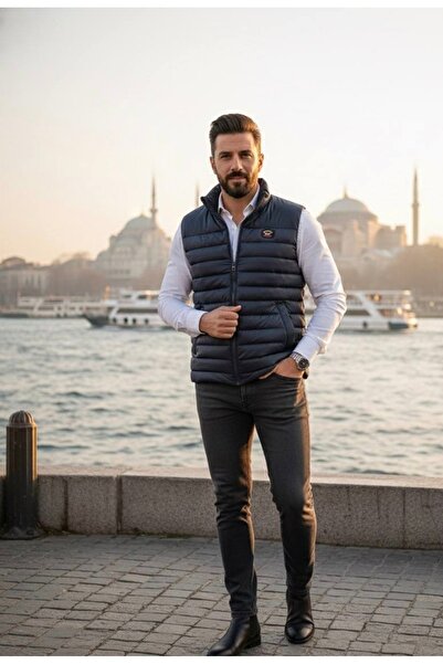 YusGos Men's Waterproof Hooded High Quality Inflatable Padded Vest with Zipper Pockets