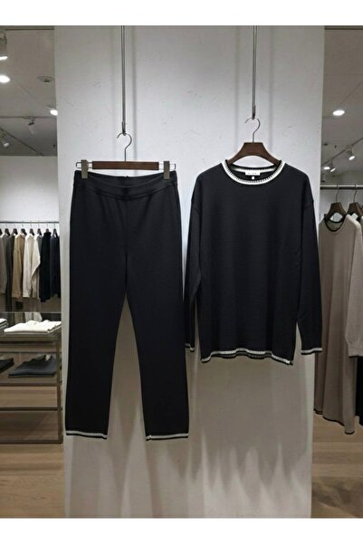 YusGos Women's Shepherd Stitch Comfortable Cut Half Turtleneck Oversized Hijab Knitwear Set