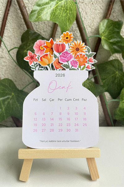 tinystoriestr 2026 Mini Çiçek Takvim + Tahta Stand