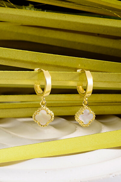 Innuendo 925 Ayar Gümüş 8 mm Sallantılı Yonca Halka Küpe