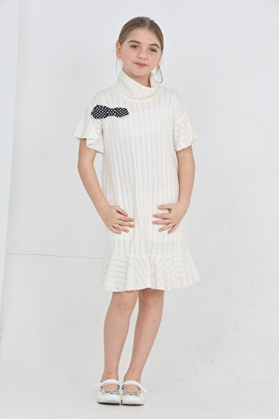 Kıvanç Çocuk Giyim KIZ ÇOCUK KISA KOLLU BOĞAZLI TRİKO VOLANLI KIŞLIK MEVSİMLİ...