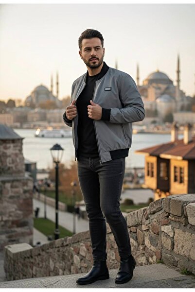 YusGos Men's Wind and Water Resistant Knitted Low Collar High Quality Transitional Zipper Coat