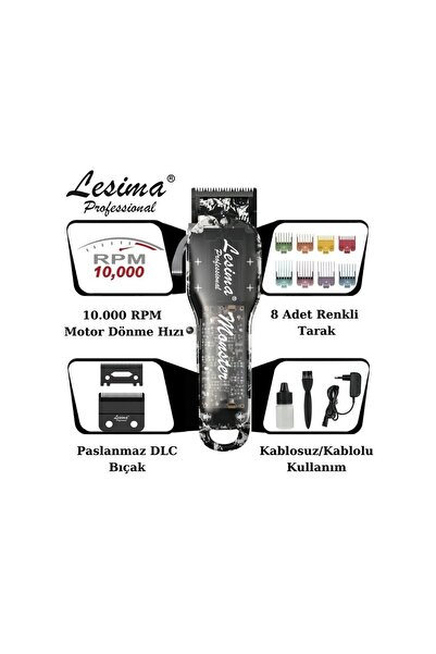 Lesima Ls-1000 Monster 10.000 Rpm Serisi Professional Model Saç Sakal Tıraş Makinesi
