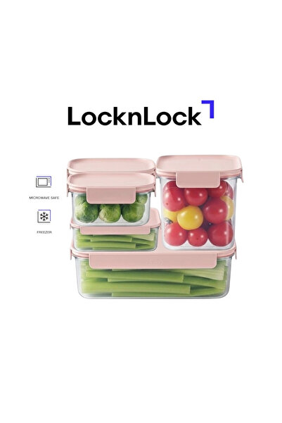 locknlock Classic Plus Pink 5-pcs Food Container Set (385ml x2, 910ml, 2L, 2.8L)