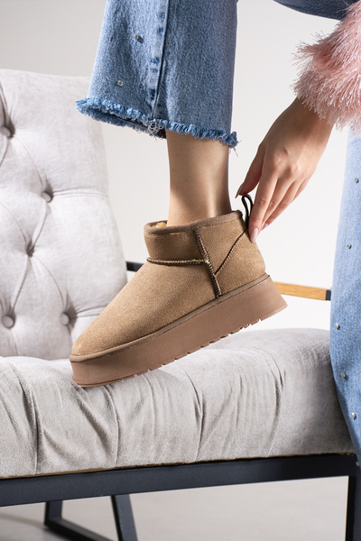 DUXAL SHOES Mini semišové dámské boty s kožešinou uvnitř a silnou podrážkou