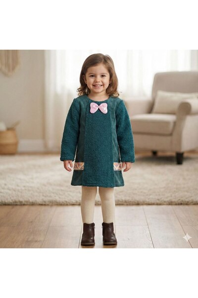 mj kids فستان بناتي من قماش الكشمير مع بطانة داخلية ناعمة