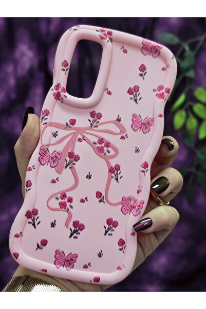 Magic Ring Samsung Galaxy S20 FE Uyumlu Kelebek Kurdele ve Çiçek Desenli Pembe Telefon Kılıfı