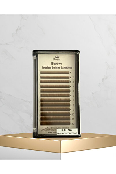 Royal Premium Eyebrow Extensions – Medium Brown, 0.10 mm, Mix Length, 12 Rows